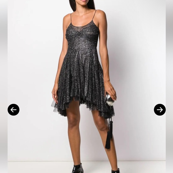 NWT Philosophy di Lorenzo Serafini Black Glitter High Low Dress - Picture 2 of 9